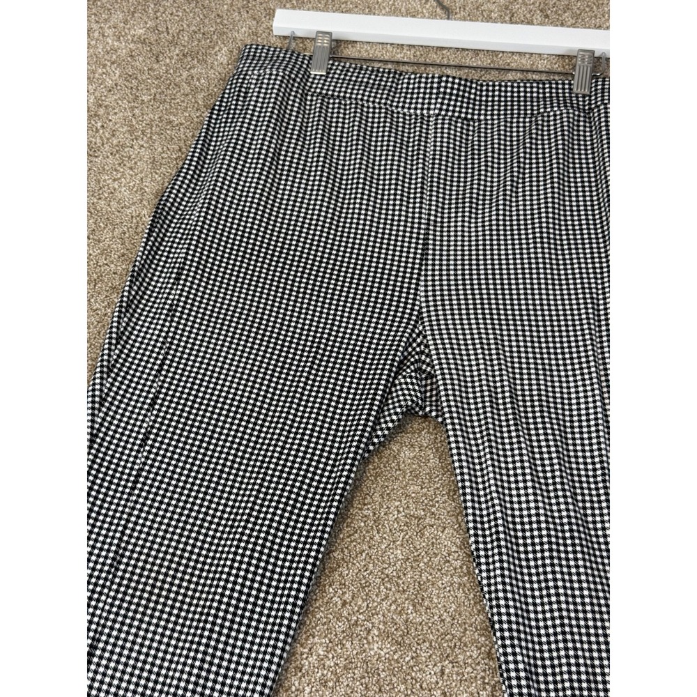 Legacy Womens Black White Houndstooth Tapered Pull On Pants Large L Preppy Mod